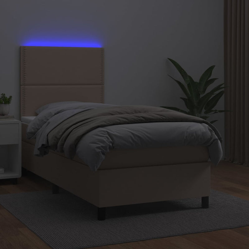 Boxspringbett mit Matratze & LED Cappuccino-Braun 90x190cm