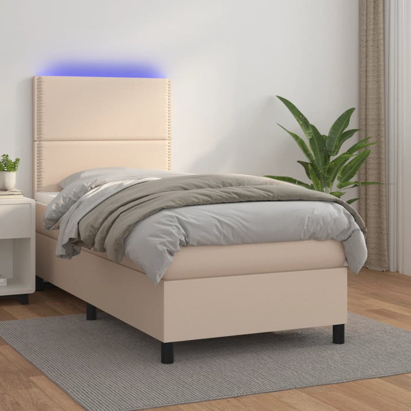 Boxspringbett mit Matratze & LED Cappuccino-Braun 90x190cm