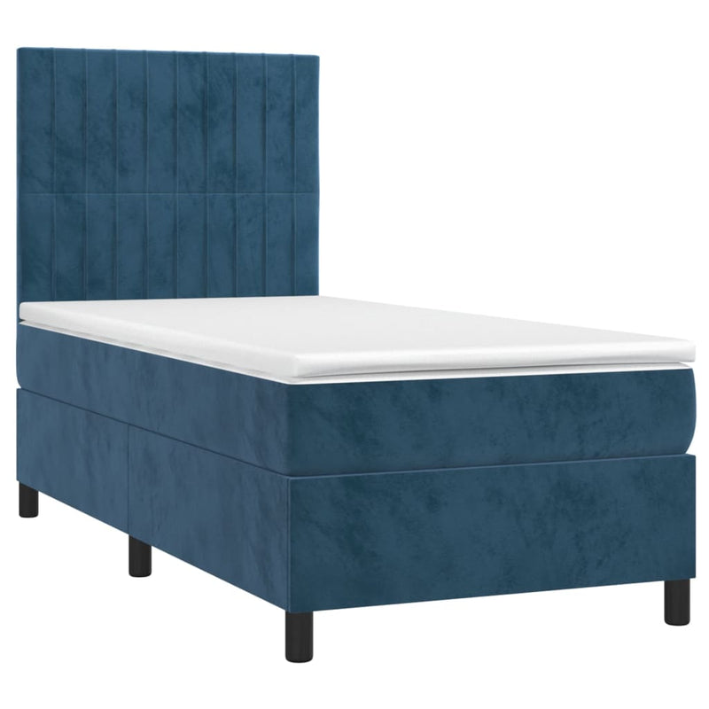 Boxspringbett mit Matratze & LED Dunkelblau 80x200 cm Samt