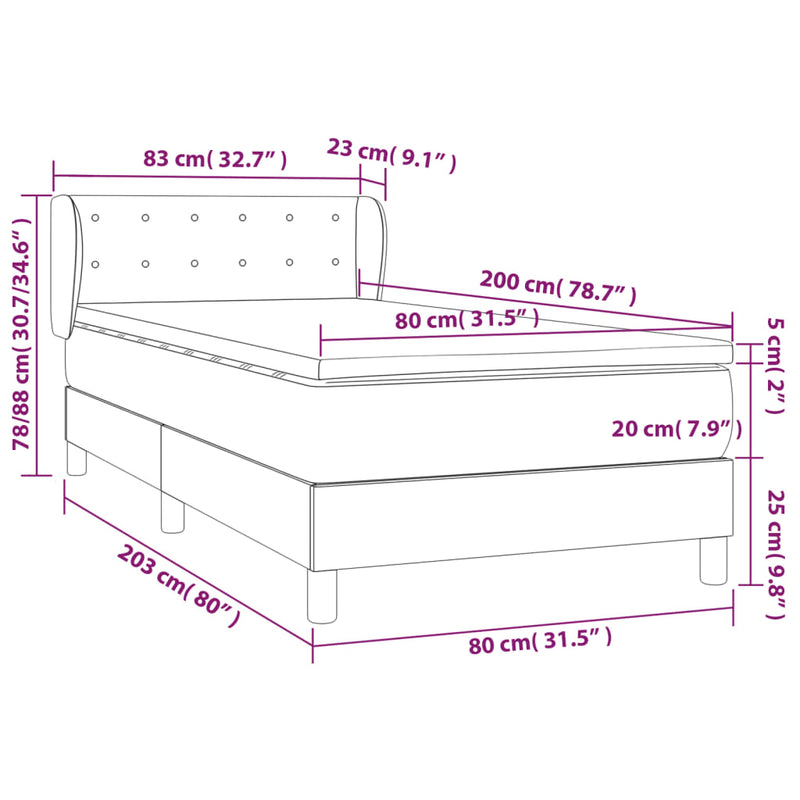 Boxspringbett mit Matratze Rosa 80x200 cm Samt