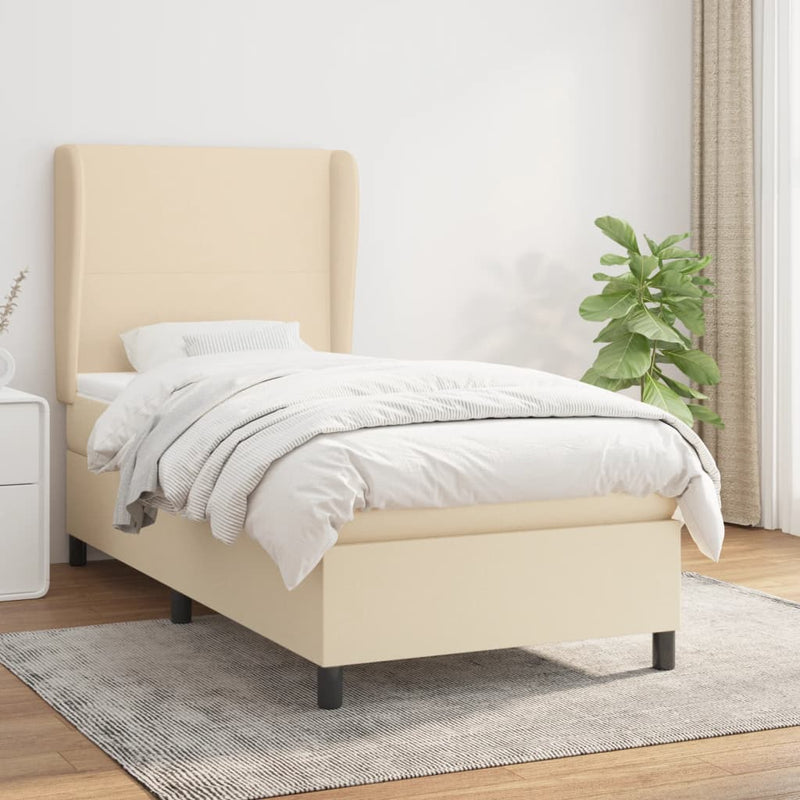 Boxspringbett mit Matratze Creme 90x190 cm Stoff