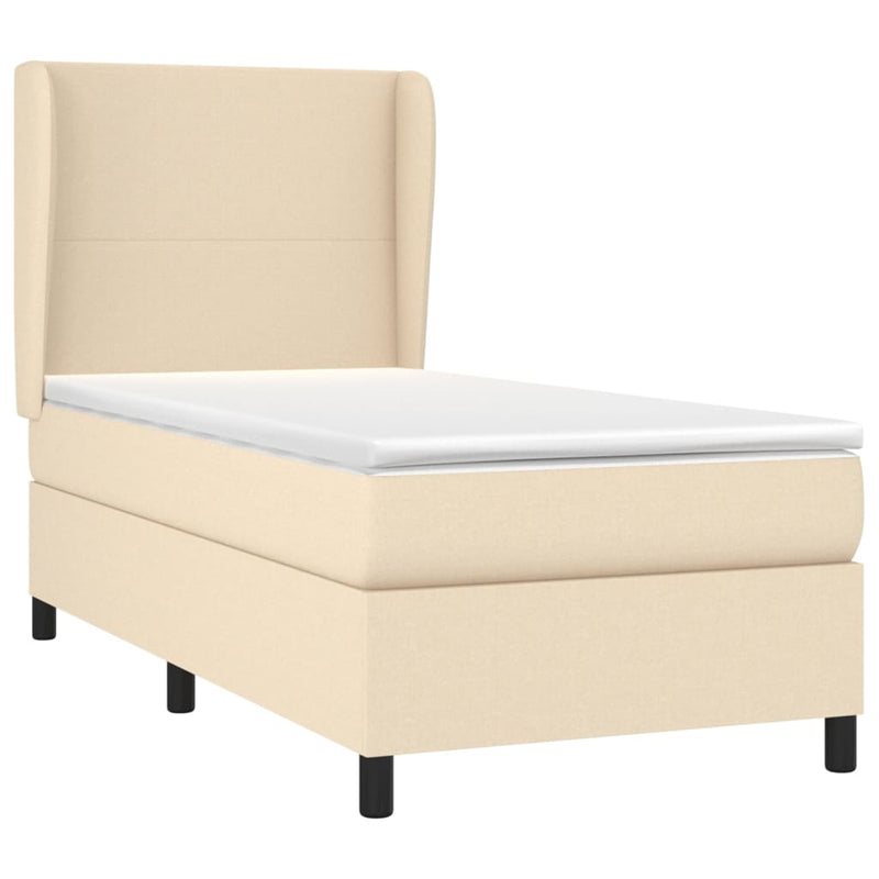 Boxspringbett mit Matratze Creme 90x200 cm Stoff