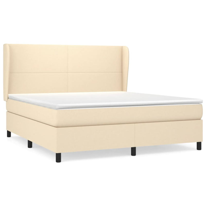 Boxspringbett mit Matratze Creme 180x200 cm Stoff