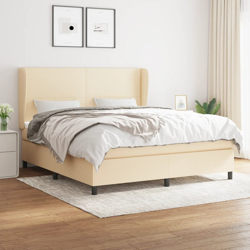 Boxspringbett mit Matratze Creme 180x200 cm Stoff