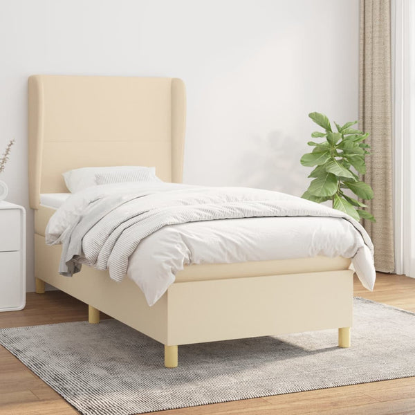 Boxspringbett mit Matratze Creme 90x190 cm Stoff