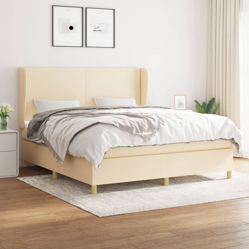 Boxspringbett mit Matratze Creme 180x200 cm Stoff