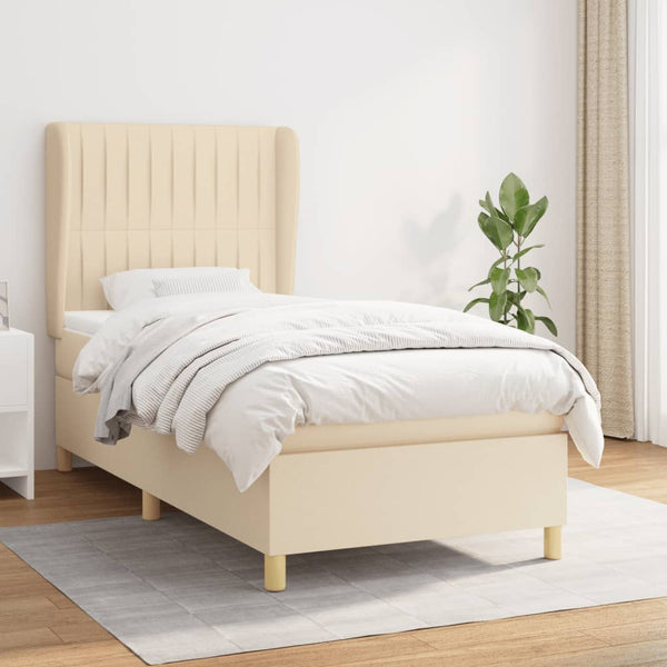 Boxspringbett mit Matratze Creme 80x200 cm Stoff