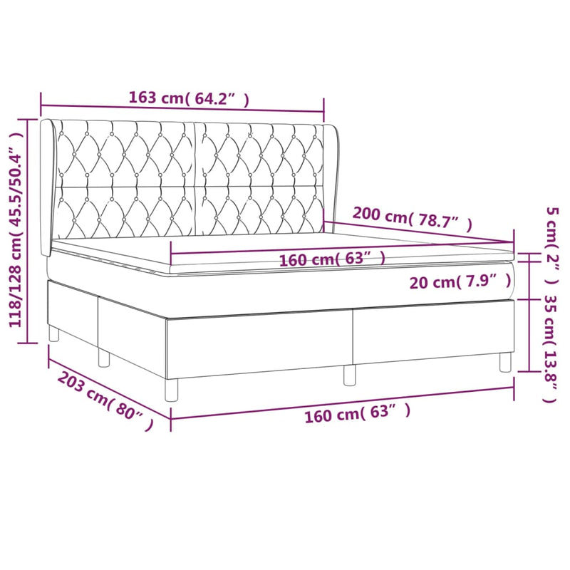 Boxspringbett mit Matratze Dunkelgrau 160x200 cm Stoff