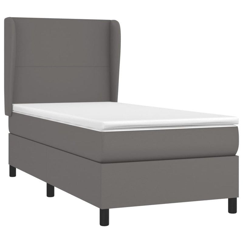 Boxspringbett mit Matratze Grau 100x200 cm Kunstleder