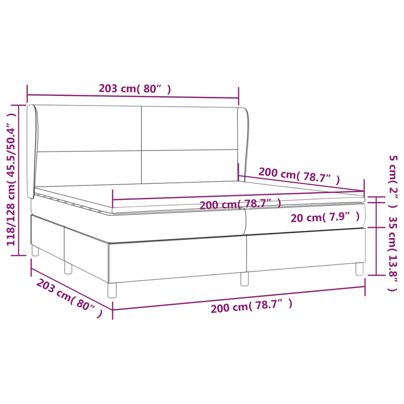 Boxspringbett Matratze Cappuccino-Braun 200x200cm Kunstleder