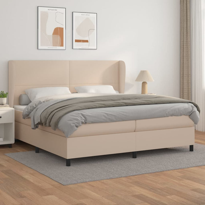 Boxspringbett Matratze Cappuccino-Braun 200x200cm Kunstleder