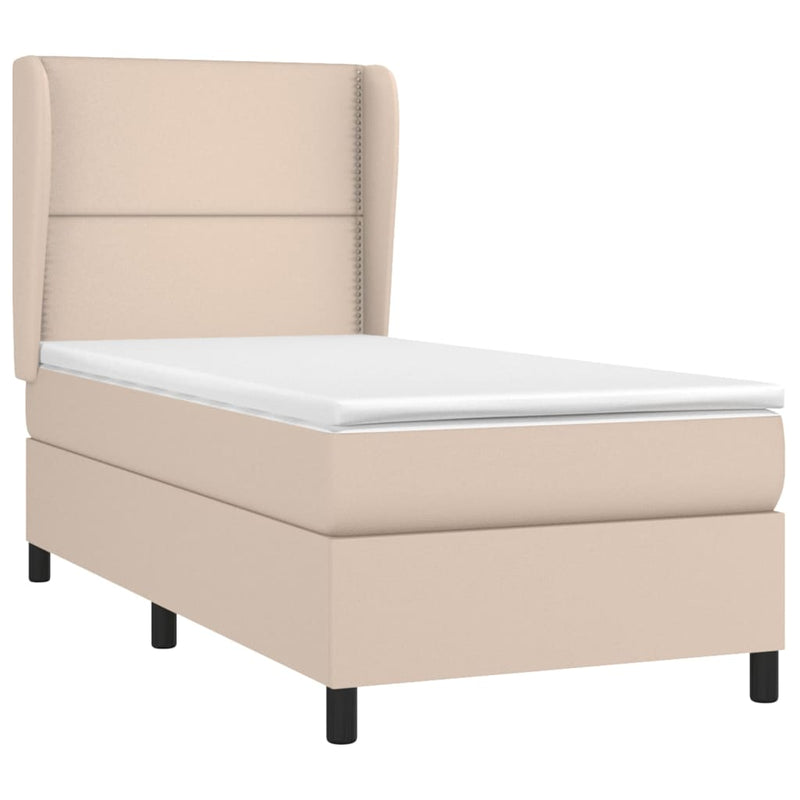 Boxspringbett mit Matratze Cappuccino-Braun 90x190cm Kunstleder