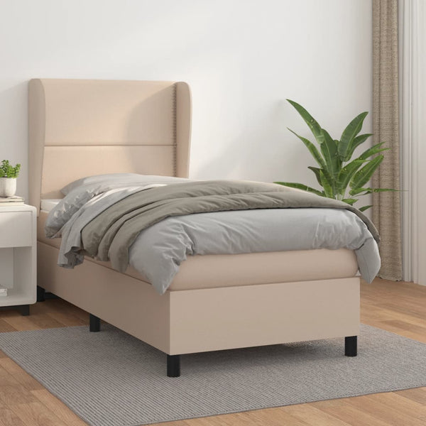 Boxspringbett mit Matratze Cappuccino-Braun 90x190cm Kunstleder