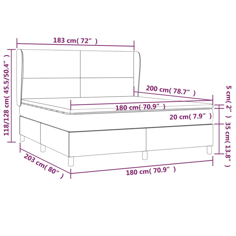 Boxspringbett mit Matratze Dunkelblau 180x200 cm Samt