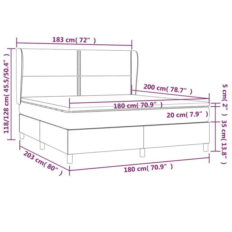 Boxspringbett mit Matratze Dunkelblau 180x200 cm Samt