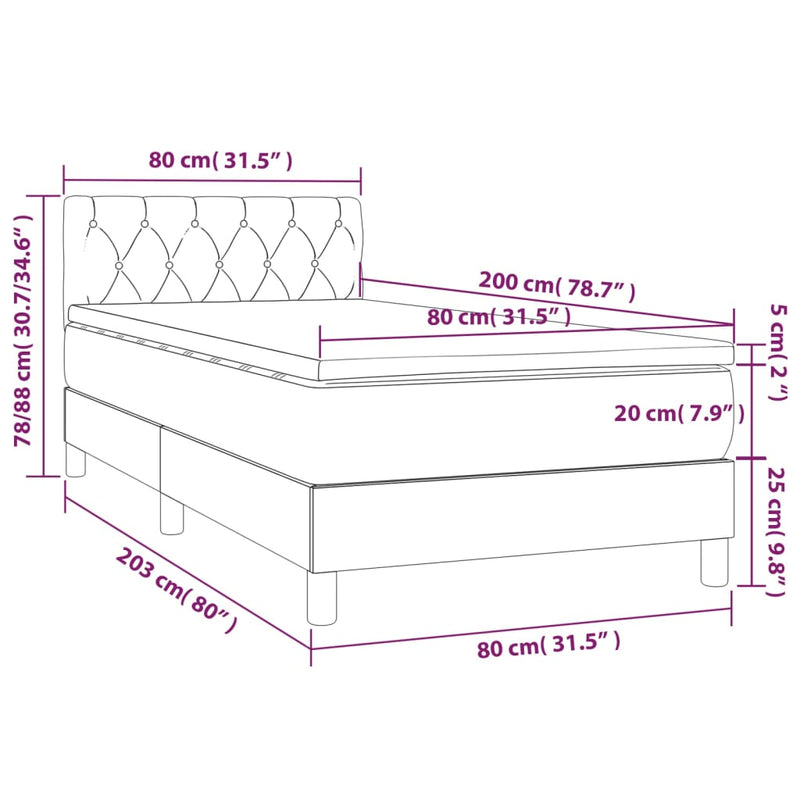 Boxspringbett mit Matratze Creme 80x200 cm Stoff