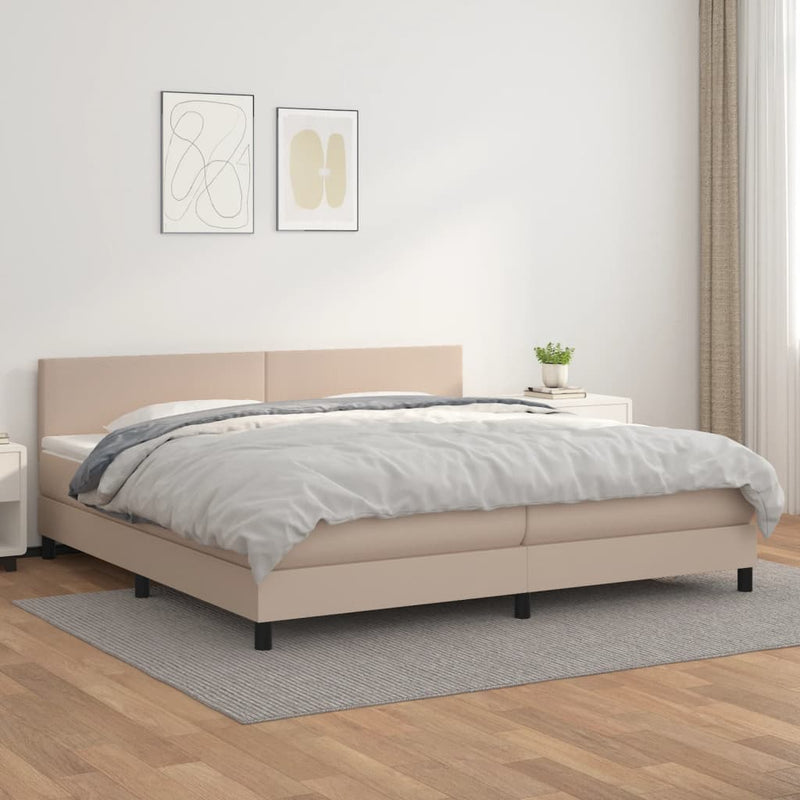 Boxspringbett Matratze Cappuccino-Braun 200x200cm Kunstleder