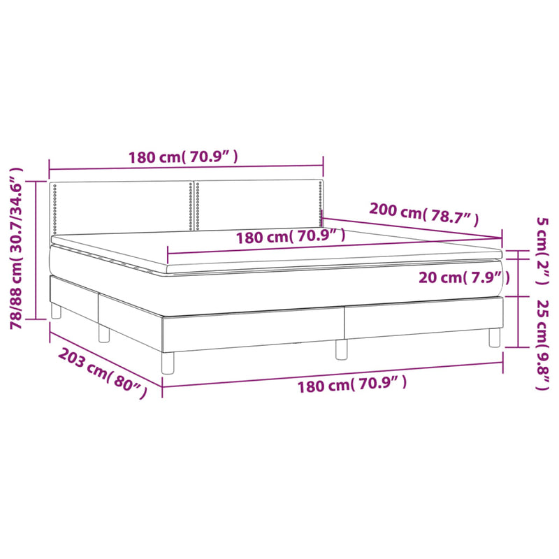 Boxspringbett Matratze Cappuccino-Braun 180x200 cm Kunstleder