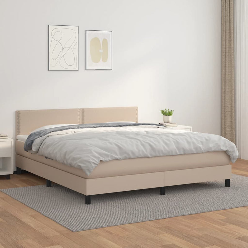 Boxspringbett Matratze Cappuccino-Braun 180x200 cm Kunstleder