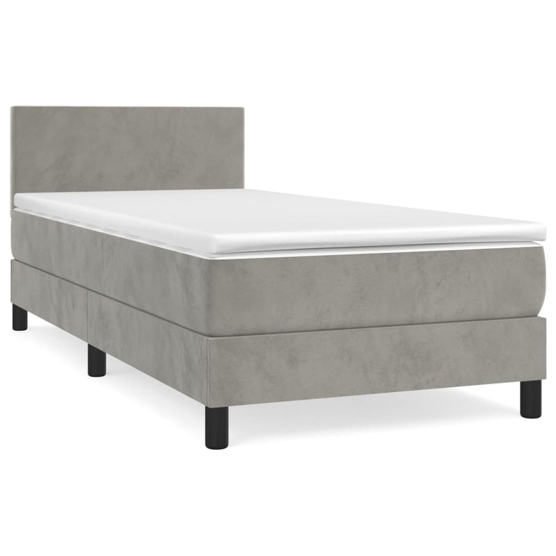 Boxspringbett mit Matratze Hellgrau 90x200 cm Samt