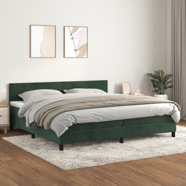 Boxspringbett mit Matratze Dunkelgrün 200x200 cm Samt