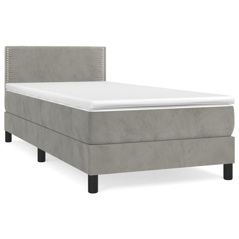 Boxspringbett mit Matratze Hellgrau 80x200 cm Samt