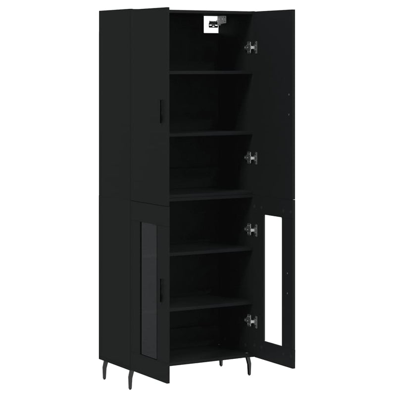 Highboard Schwarz 69,5x34x180 cm Holzwerkstoff