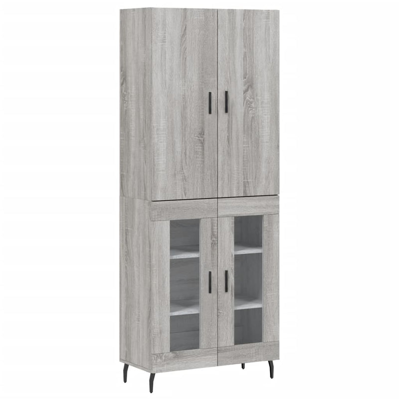 Highboard Grau Sonoma 69,5x34x180 cm Holzwerkstoff