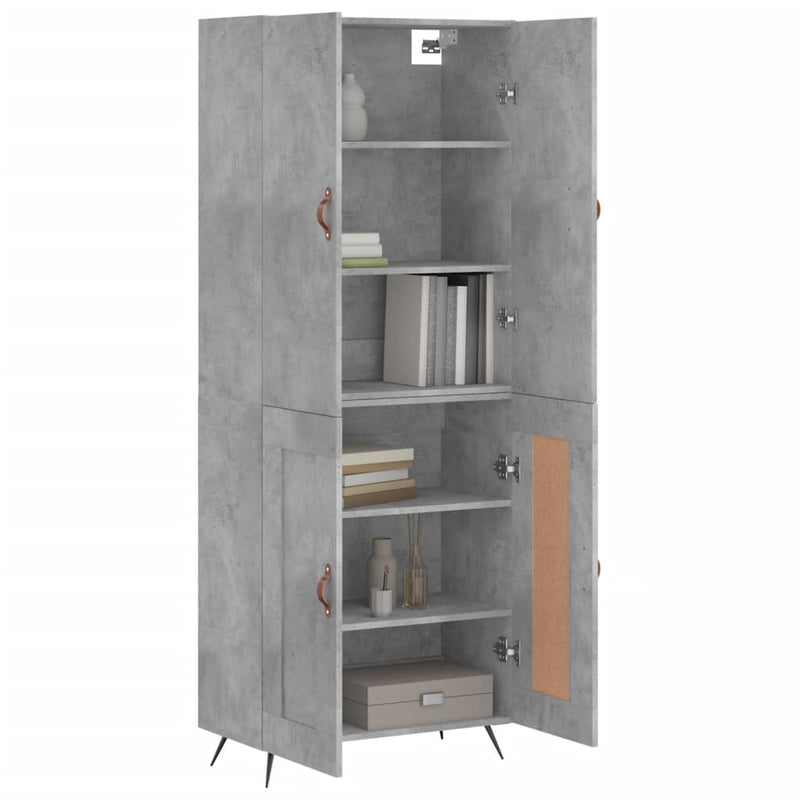 Highboard Betongrau 69,5x34x180 cm Holzwerkstoff