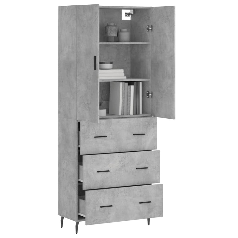 Highboard Betongrau 69,5x34x180 cm Holzwerkstoff