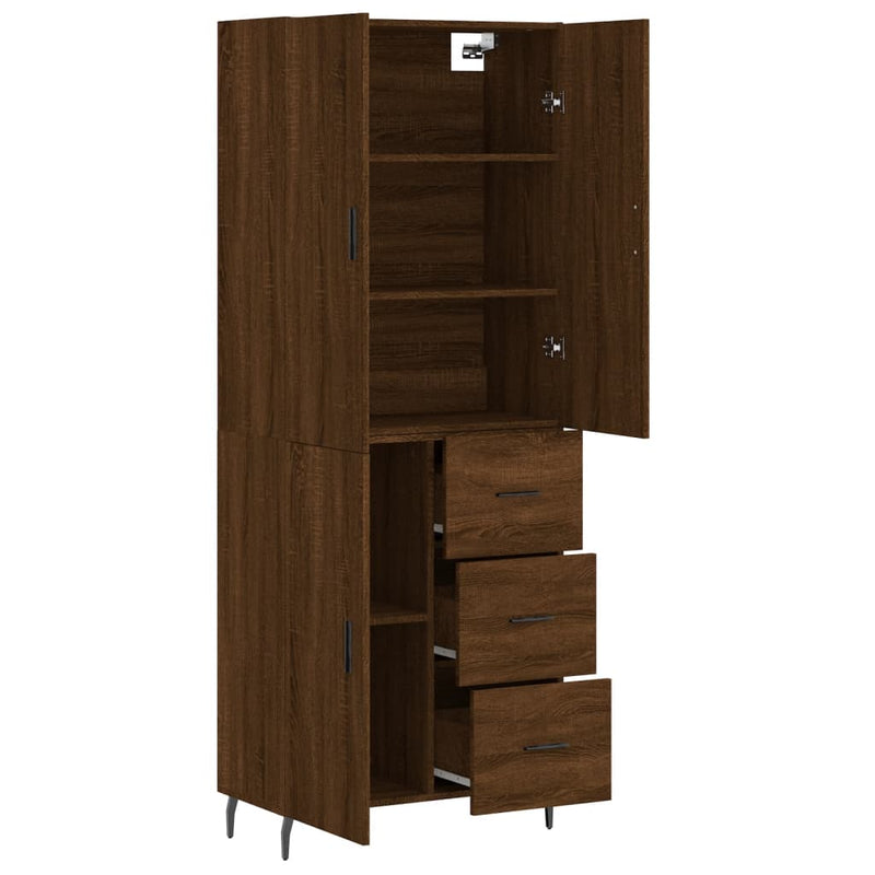 Highboard Braun Eichen-Optik 69,5x34x180 cm Holzwerkstoff