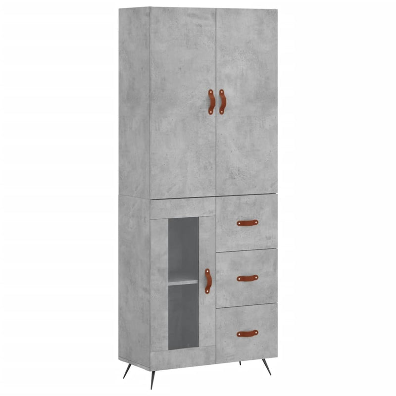 Highboard Betongrau 69,5x34x180 cm Holzwerkstoff