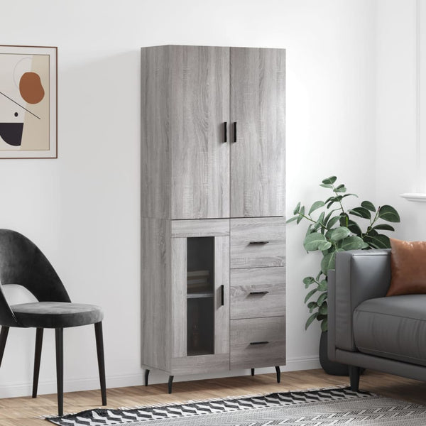 Highboard Grau Sonoma 69,5x34x180 cm Holzwerkstoff