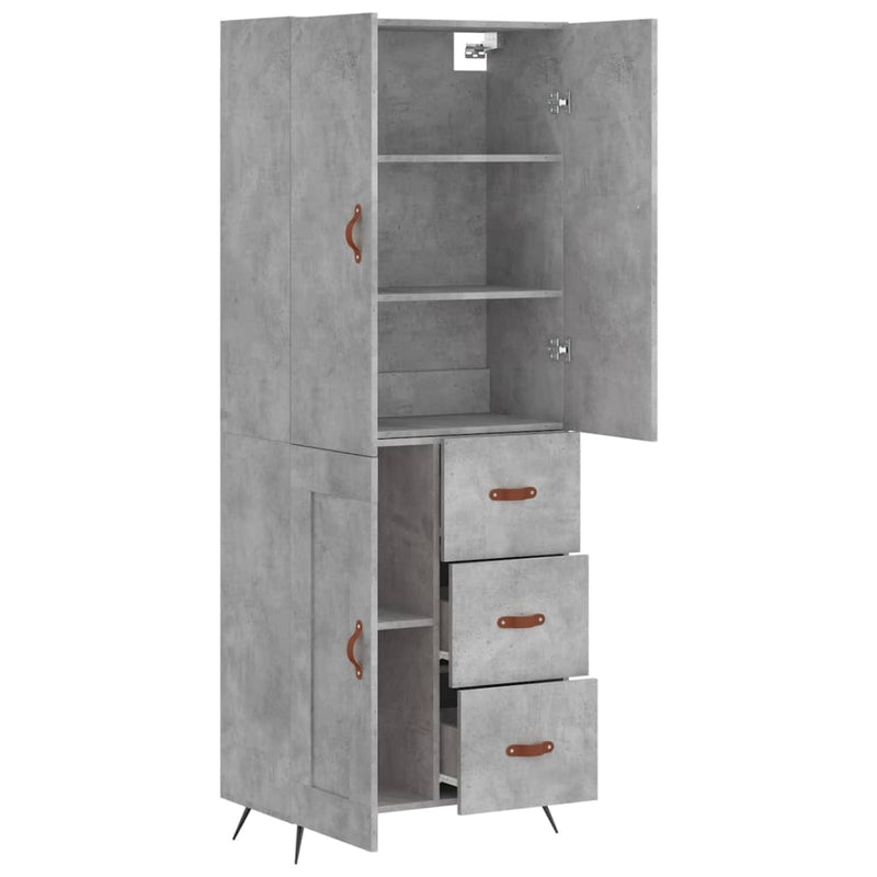 Highboard Betongrau 69,5x34x180 cm Holzwerkstoff