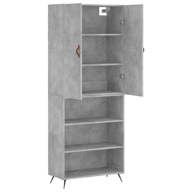 Highboard Betongrau 69,5x34x180 cm Holzwerkstoff