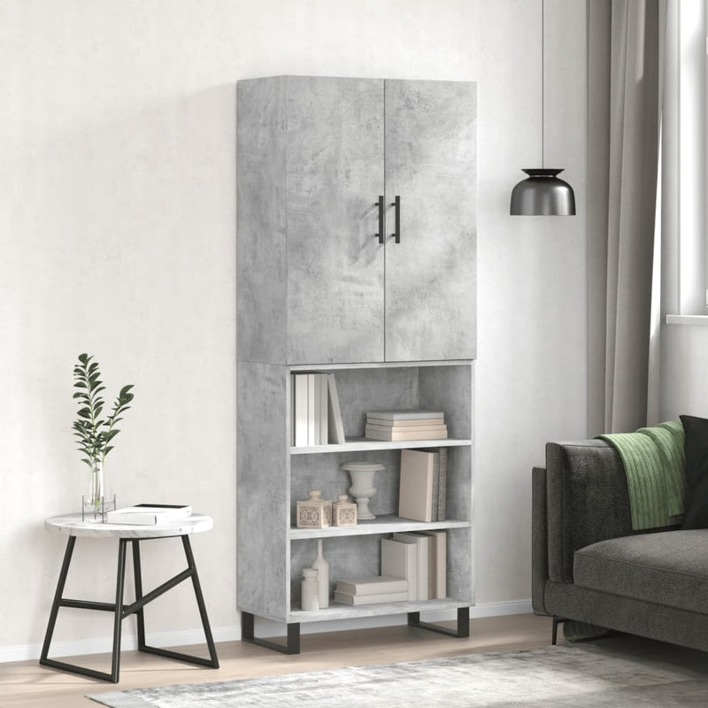 Highboard Betongrau 69,5x34x180 cm Holzwerkstoff