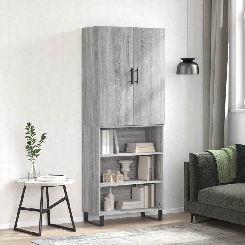 Highboard Grau Sonoma 69,5x34x180 cm Holzwerkstoff