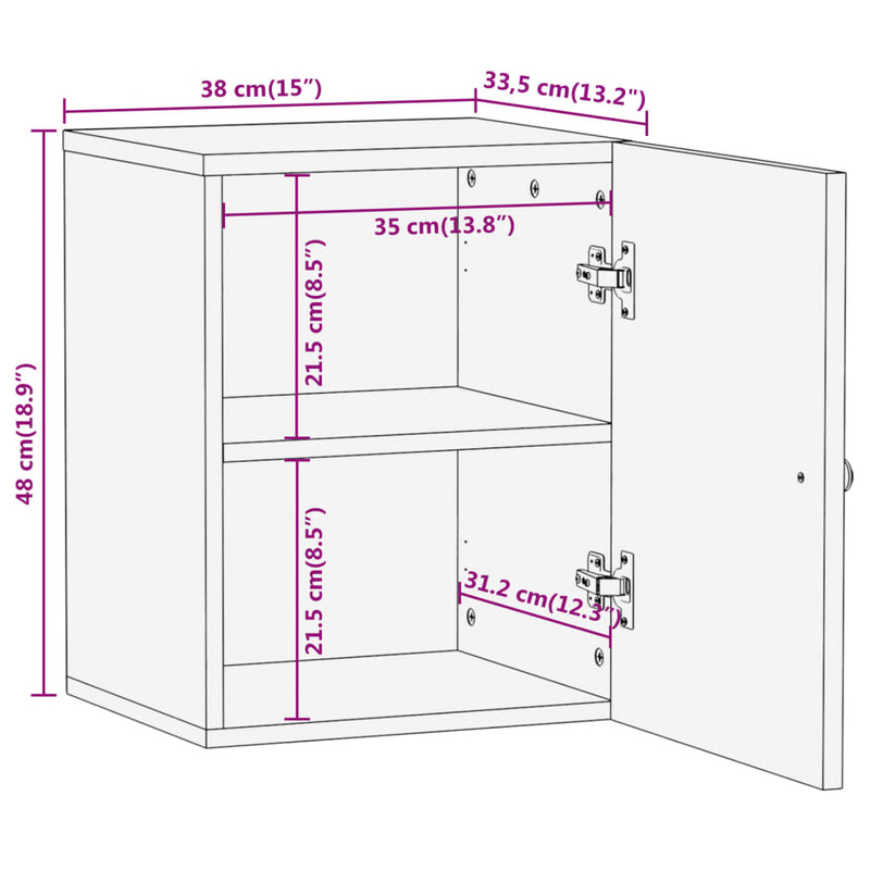 Wand-Badschrank Braun und Schwarz Massivholz Mango