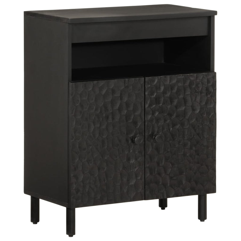 Beistellschrank Schwarz 60x33x75 cm Massivholz Mango