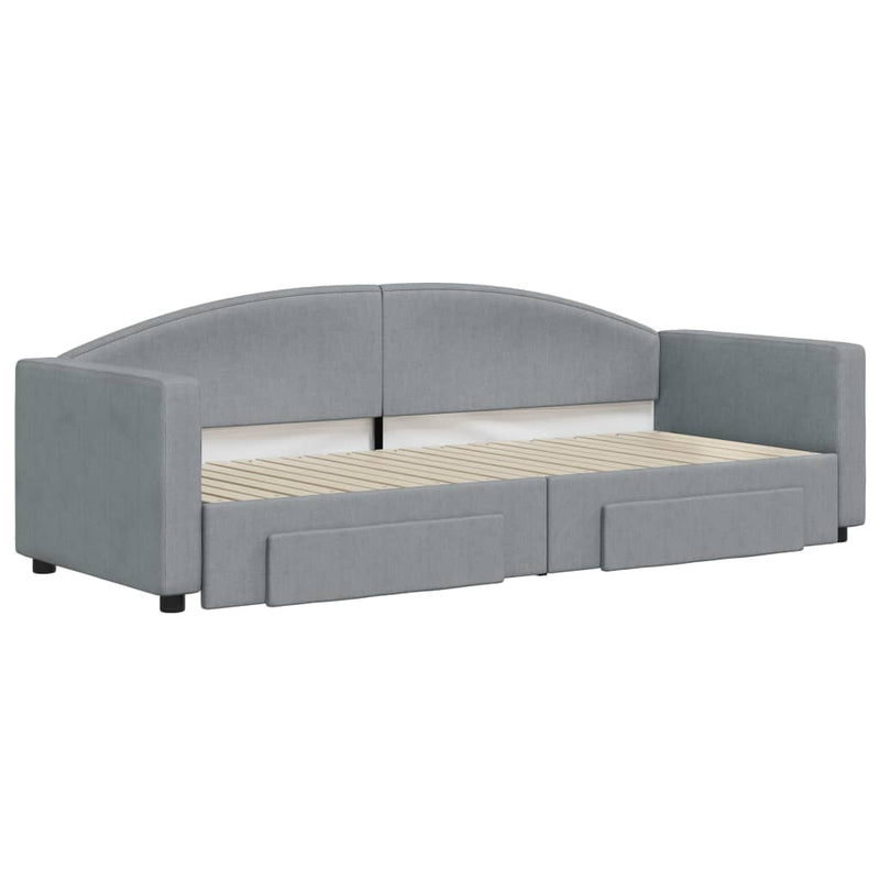 Tagesbett Ausziehbar mit Schubladen Hellgrau 80x200 cm Stoff
