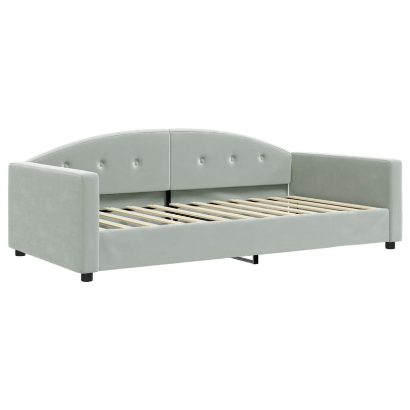 Tagesbett Ausziehbar mit Matratzen Hellgrau 100x200 cm Samt