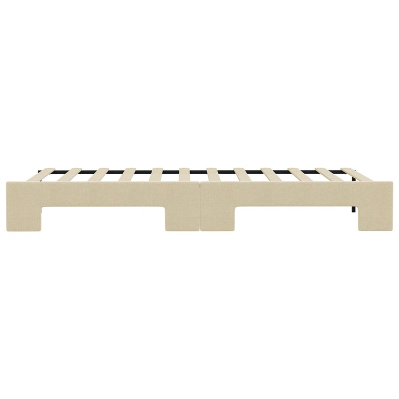 Tagesbett Ausziehbar Creme 90x200 cm Stoff