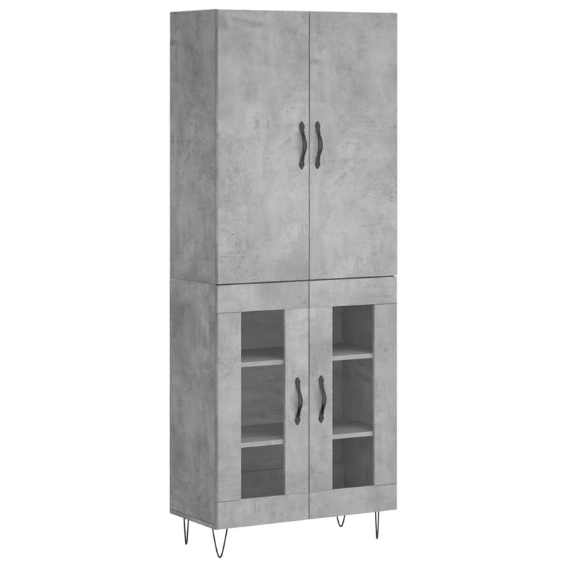 Highboard Betongrau 69,5x34x180 cm Holzwerkstoff