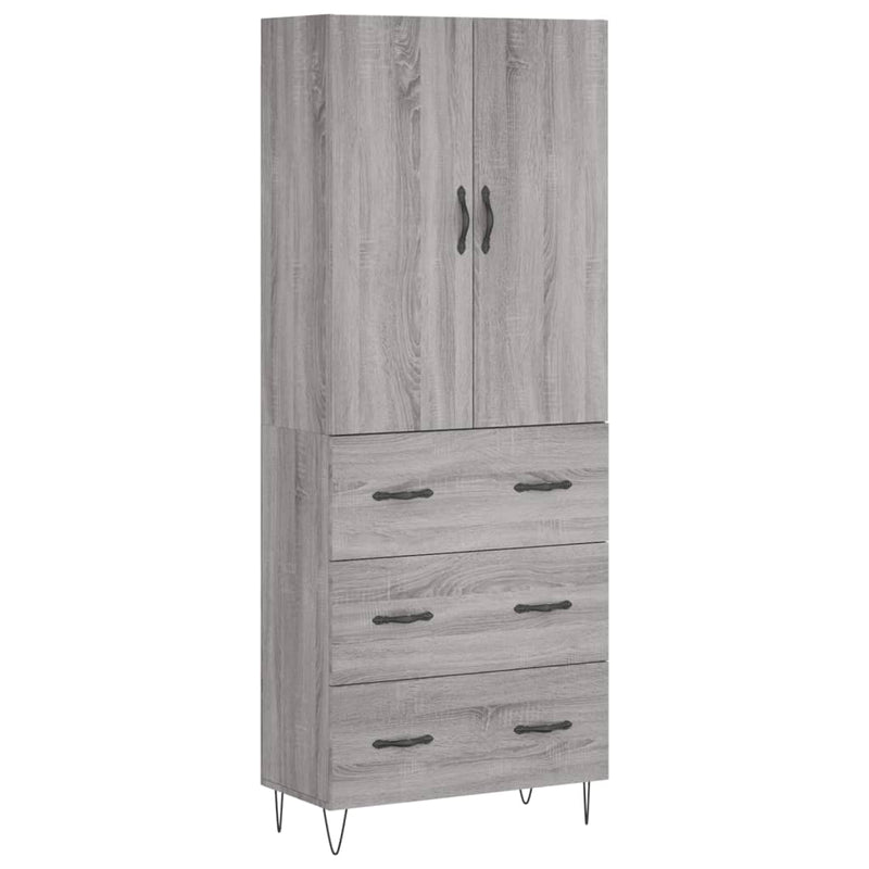 Highboard Grau Sonoma 69,5x34x180 cm Holzwerkstoff