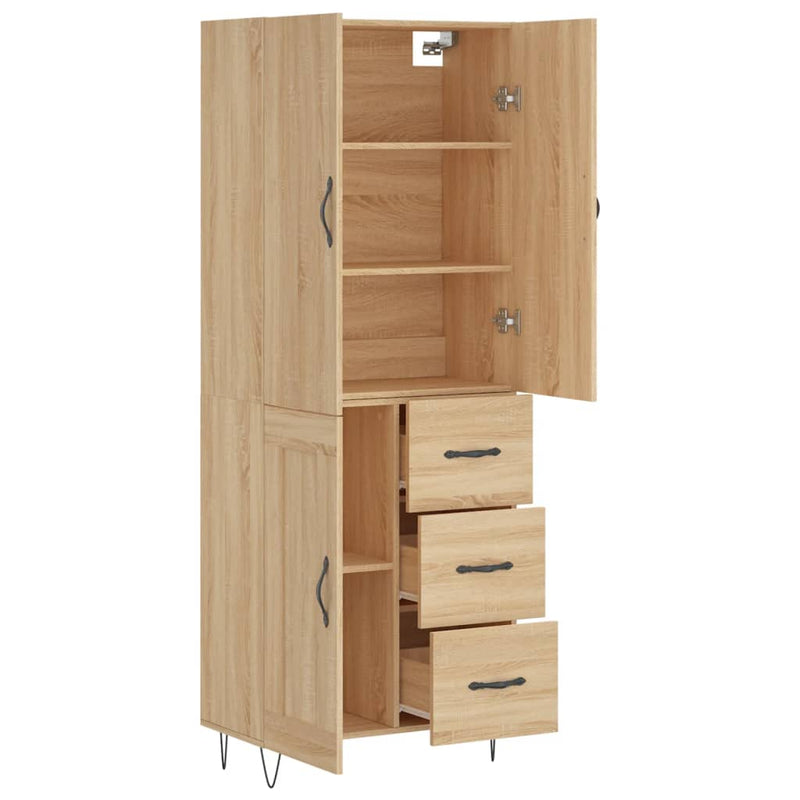 Highboard Sonoma-Eiche 69,5x34x180 cm Holzwerkstoff