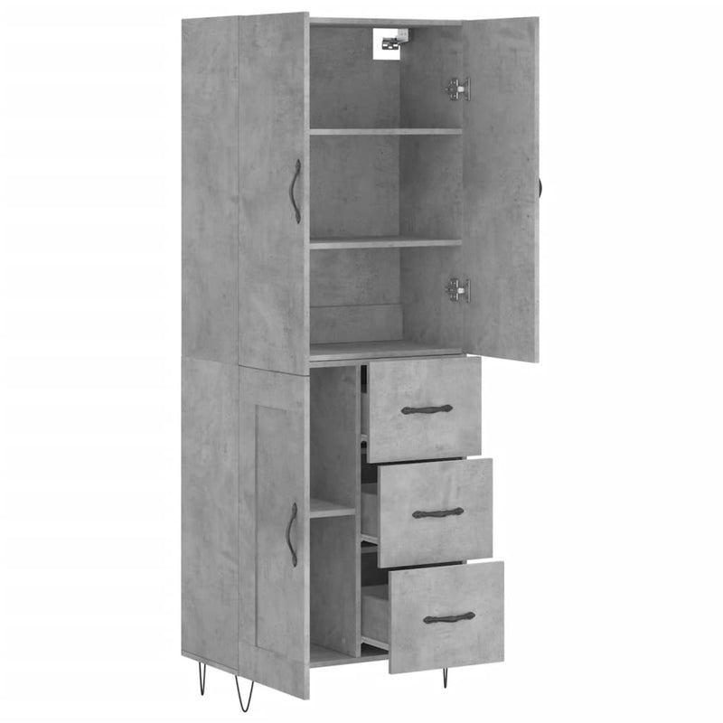 Highboard Betongrau 69,5x34x180 cm Holzwerkstoff