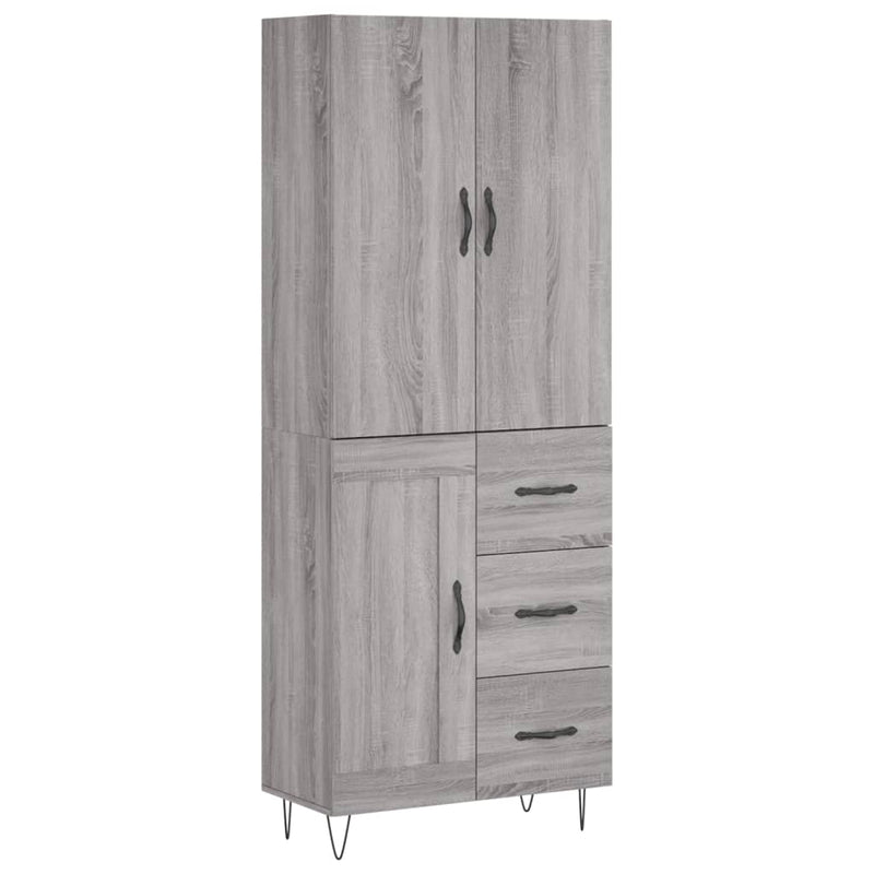 Highboard Grau Sonoma 69,5x34x180 cm Holzwerkstoff