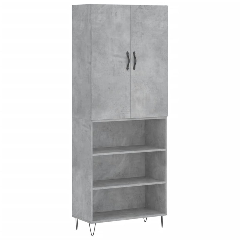 Highboard Betongrau 69,5x34x180 cm Holzwerkstoff