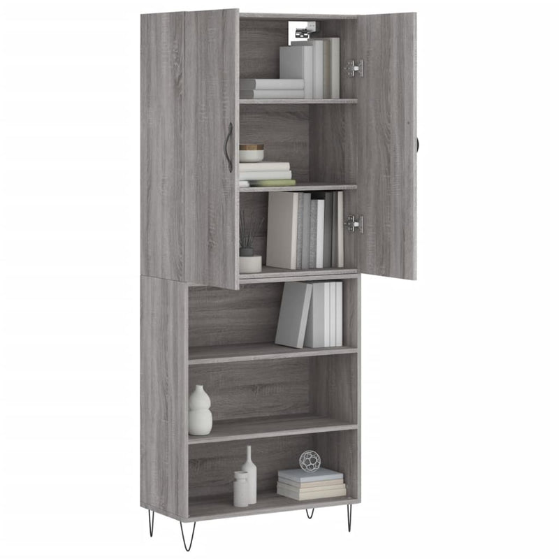 Highboard Grau Sonoma 69,5x34x180 cm Holzwerkstoff