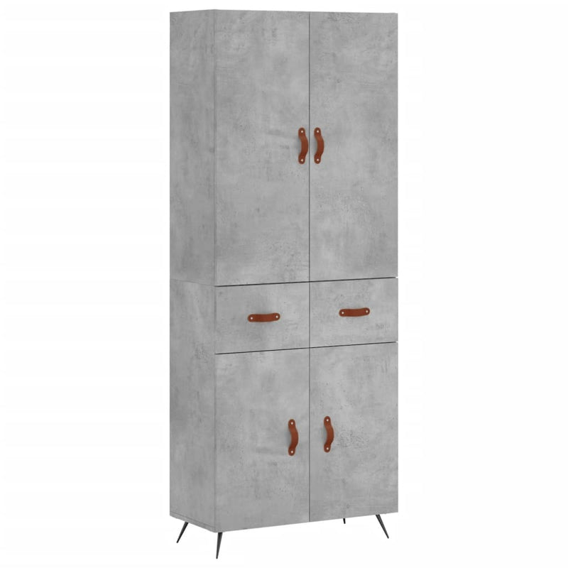 Highboard Betongrau 69,5x34x180 cm Holzwerkstoff